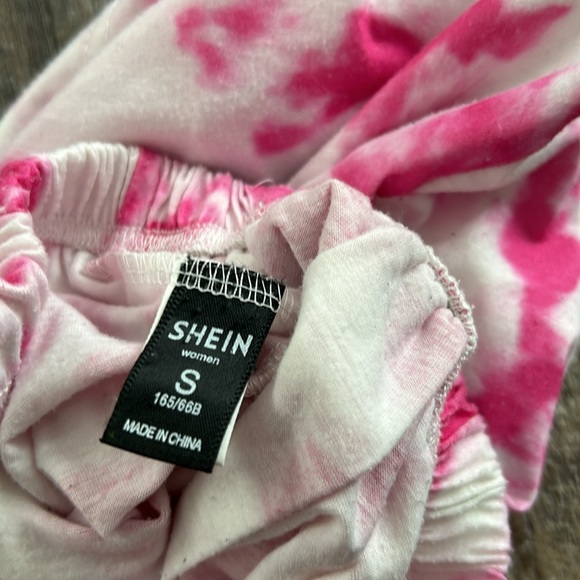 Shein Tie Dye 2 Piece Set Cropped Outfit Tank Top Shorts Pink White Women Small - Picture 11 of 11